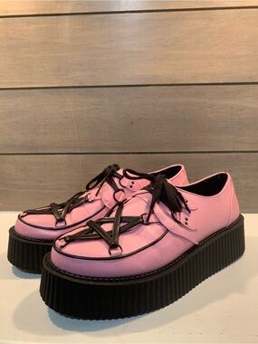 Killstar Hexellent Creepers Pink Black Platform Sz 10 Steam Punk Whimsigoth